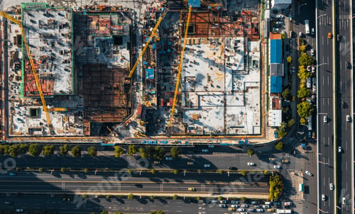 Preview: a bird's eye view of a building being built