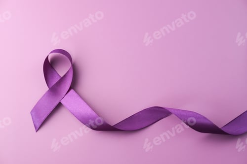 Preview: Purple ribbon as symbol of World Cancer Day