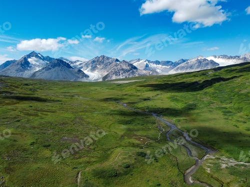 Preview: Alpine meadow aerial Kluane Mountains landscape