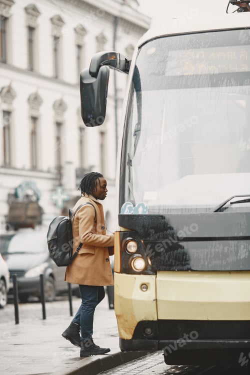 Preview: Handsome Afro American man in a autumn city