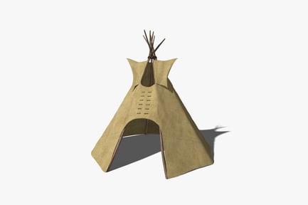 Preview: Fabric teepee structure with wooden supports