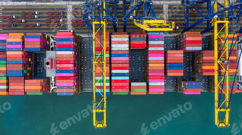 Preview: Container ship global business freight import export logistic transportation.
