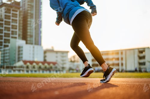 Preview: Stop resting and Drink whey protein rest after running jogging on the running track around in the mo
