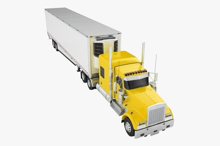 Preview: Yellow Semi Truck with Refrigerated Trailer
