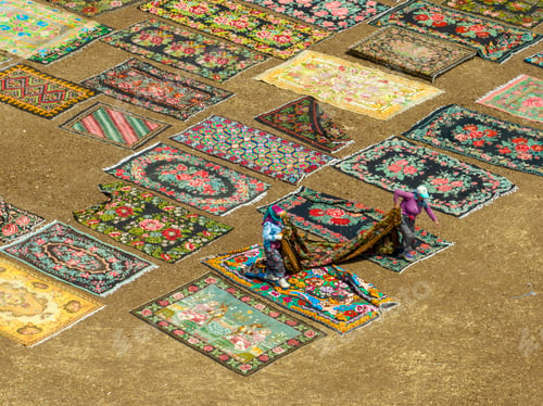 Preview: Dosemealti - Antalya - Turkey, August 10, 2023, Carpet Fields in the Summer Season Drone Photo