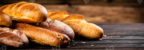Preview: Different types of fresh crispy bread.
