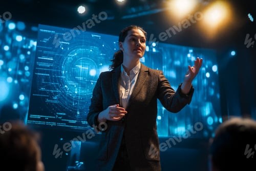 Preview: A woman is speaking on stage