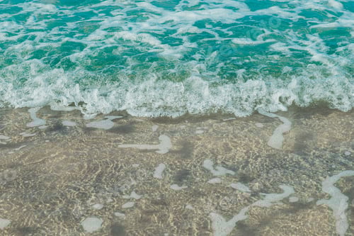Preview: Soft wave of blue sea and sand on summer holidays beautiful beach, Background, Travel concept