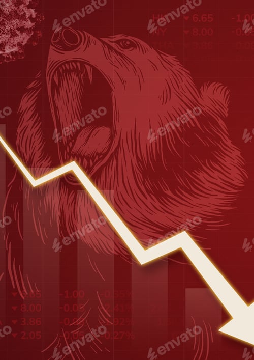 Preview: Economic impact and decrease due to coronavirus pandemic background illustration