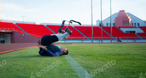 Preview: Athletes with disabilities take a break at the stadium between training sessions.
