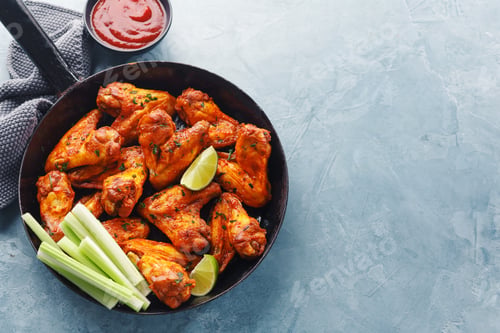 Preview: Chicken wings grilled in sauce on pan