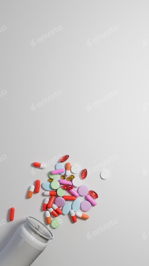 Preview: container pill mock up on white back drop