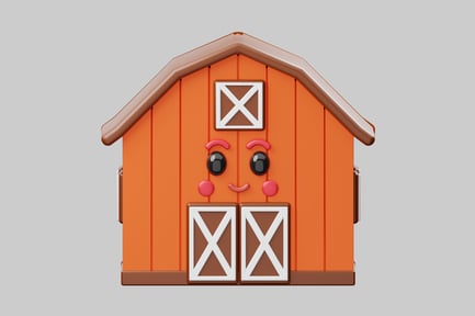 Preview: Cartoon barn with animal face