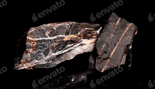 Preview: Macro Close up image of raw material Manganese Ore rock isolated