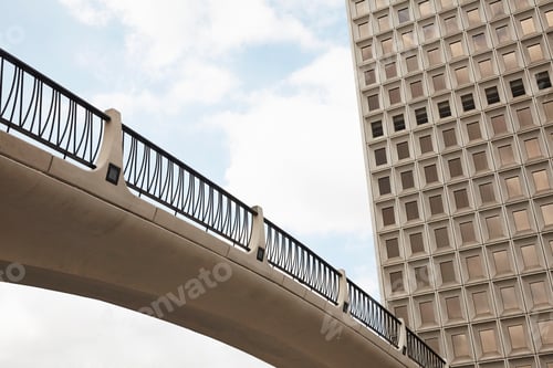 Preview: Low angle view of footbridge, City Hall East, Los Angeles, California, USA