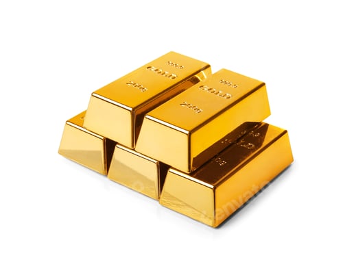Preview: Gold bars isolated on white