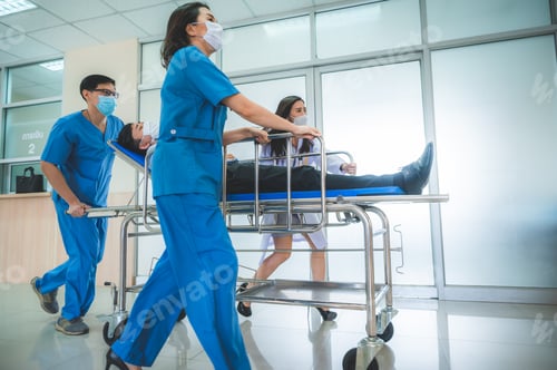 Preview: Emergency Department: Doctors and Nurses moving Seriously Injured Unconcious Patient