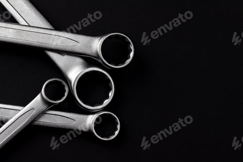 Preview: Wrenches isolated on black background