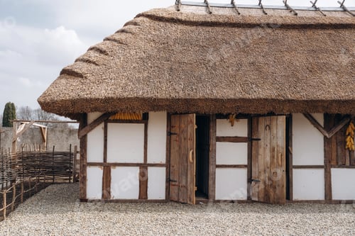 Preview: View of the old village house at daytime