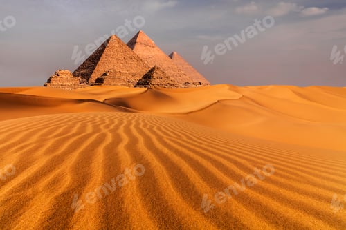 Preview: Sunset view of Pyramid complex of Giza, in Cairo, Egypt