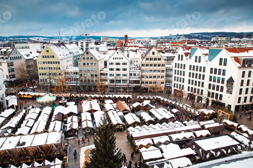Preview: aerial view over Ulm christmas market