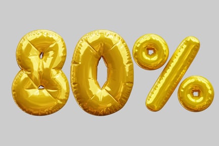 Vista previa: Ochenta por ciento de descuento con globos dorados