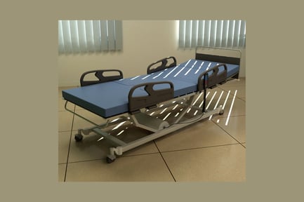 Preview: Hospital bed with control panel and headboards