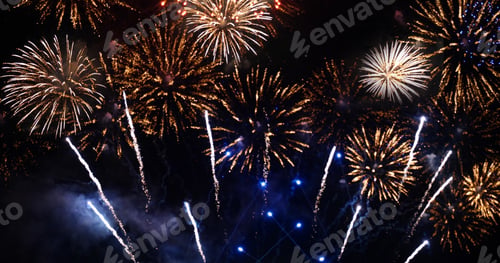 Preview: Golden Firework celebrate anniversary happy new year 2026, 4th of july holiday festival