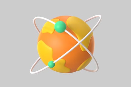 Visualização: Órbita de planeta atômico de desenho animado