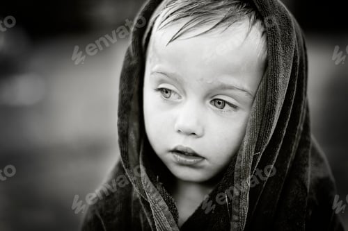 Preview: little boy with towel over his head