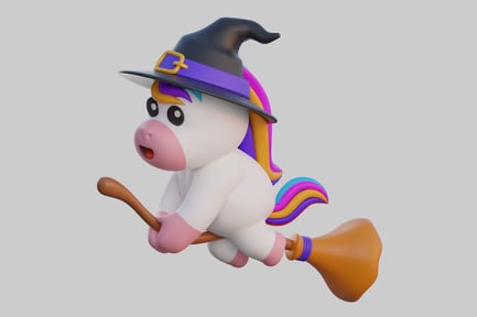 Preview: Unicorn witch flying broomstick
