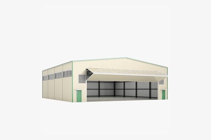 Preview: Open Airport Hangar with Overhead Door
