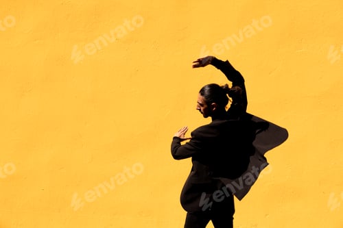 Preview: Hispanic flamenco dancer in black suit