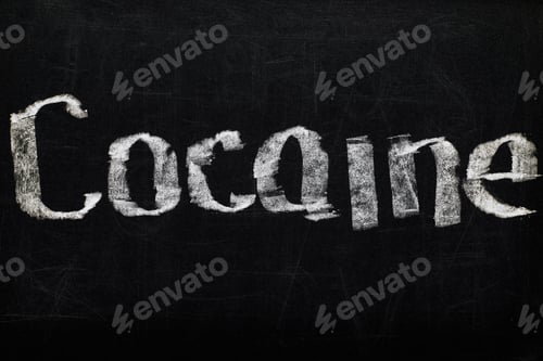 Preview: top view of black chalk board with lettering cocaine