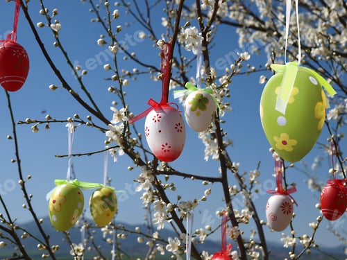 Preview: Easter eggs on tree