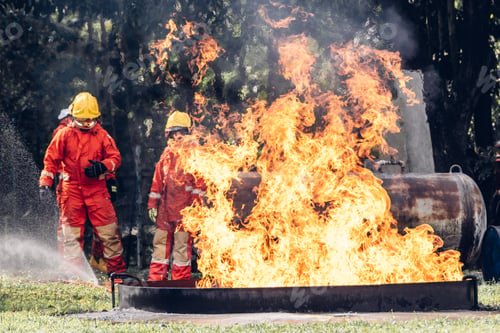 Preview: Firefighter Concept. Several firefighters go offensive for a fire attack.