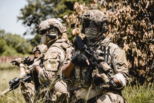 Preview: Soldiers running forward and attacking enemy during military operation