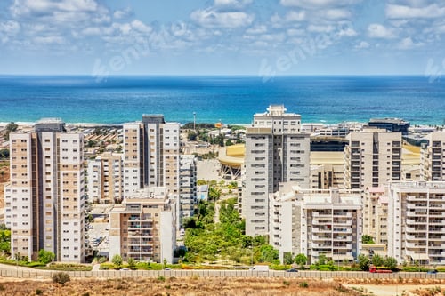 Preview: View of the Naot Peres district of Haifa, the stadium and the sea coast
