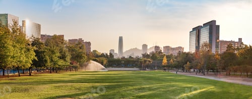 Preview: Panoramic view of Santiago skyline at Araucano Park - Santiago, Chile
