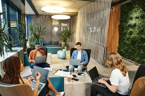Preview: Collaborative innovation: team of tech-savvy colleagues at work