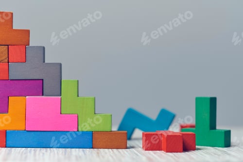 Preview: staircase wooden cubes. Business development concept. Concept of progress.