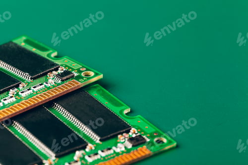 Preview: Close up of electronic circuit board with processor