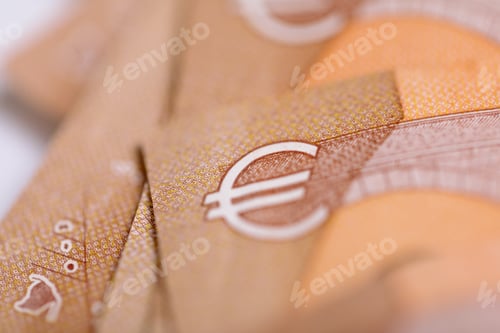 Preview: Closeup on fifty euros bank notes