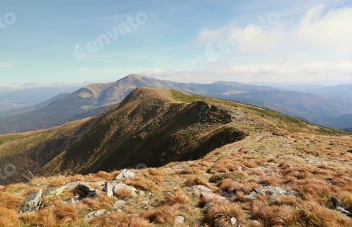 Preview: Mount Hoverla hanging peak of the Ukrainian Carpathians against the background of the sky