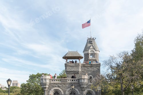 Preview: Wide view of the Belvedere castle in Central park in NYC