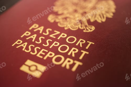 Preview: Closeup shot of the Polish red passport