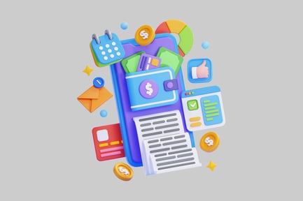 Preview: Mobile Finance Management App, Digital Budgeting 3D Illustration