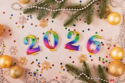 Visualização: Fundo cintilante de férias Feliz Ano Novo 2026