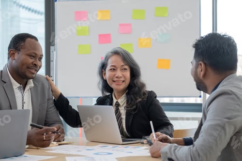 Preview: Diverse team different and data with sales strategy at office. Talk, collaboration and teamwork