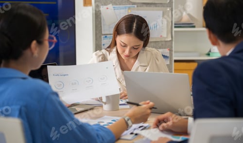 Preview: Creative business team brainstorming new startup ideas in modern office